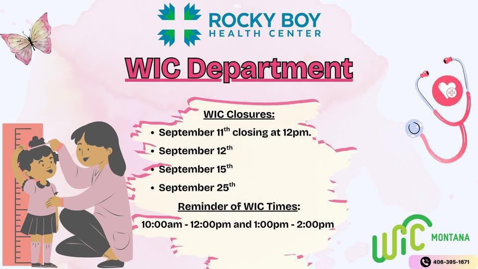 WIC Dept- September Closures & Hours