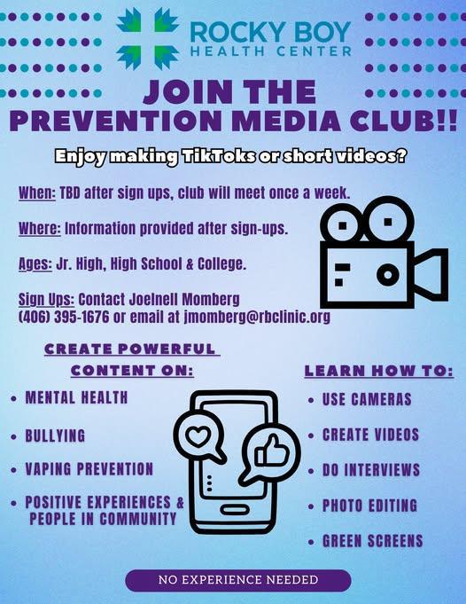 Rocky Boy Health Center Prevention Media Club