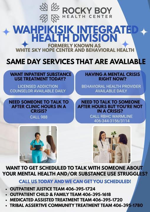 ROCKY BOY HEALTH CENTER WAHPIKISIK INTEGRATED HEALTH DIVISION