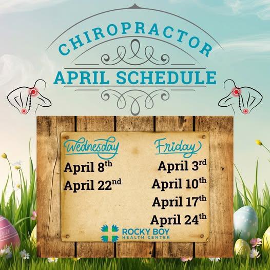 April Chiropractic Schedule