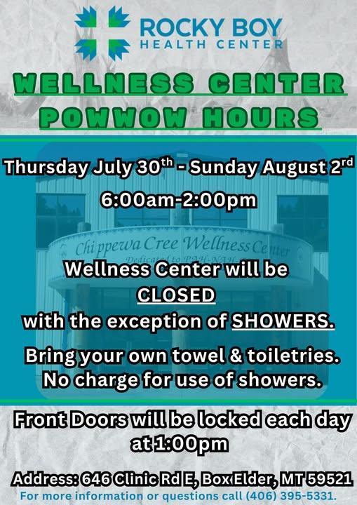 RBHC Wellness Center Powwow Hours