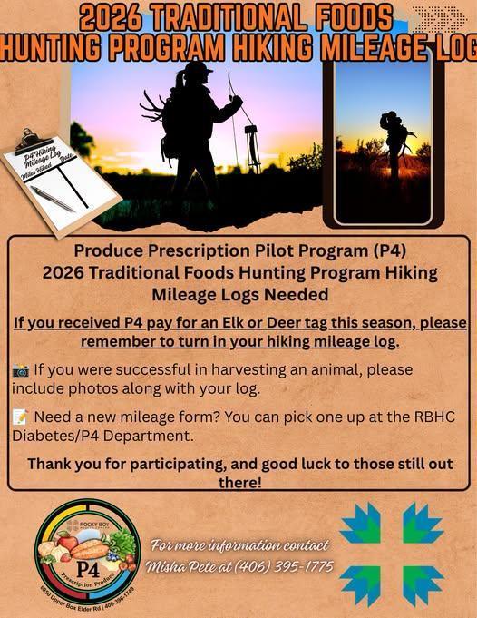 Reminder: Rocky Boy Health Center P4 Elk/Deer Tag Participants
