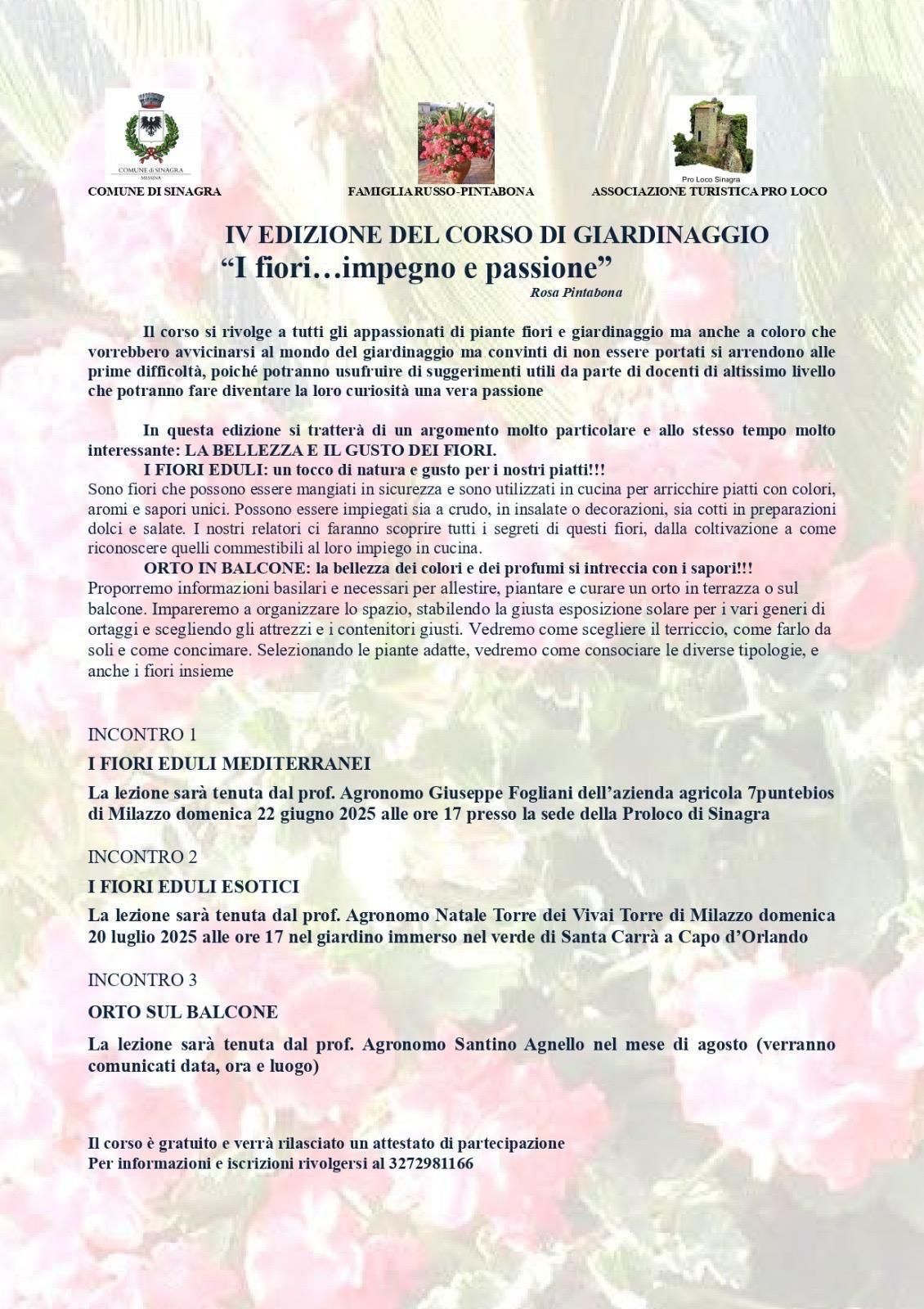 I Fiori Eduli Mediterranei (inizio ore 17:00)