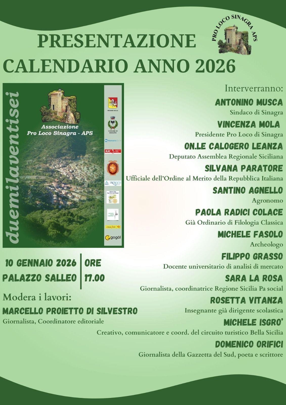 Presentazione Calendario 2026 Pro Loco (inizio ore 17.00)