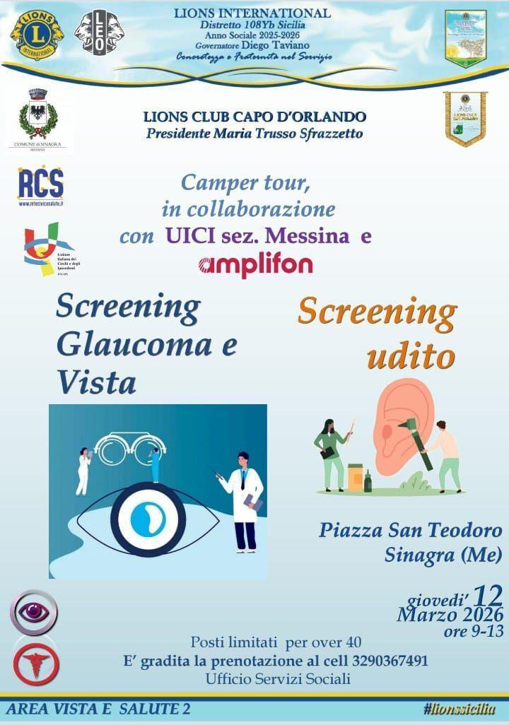 Screening: Glaucoma e Vista - Udito (dalle ore 9.00 alle ore 13.00)
