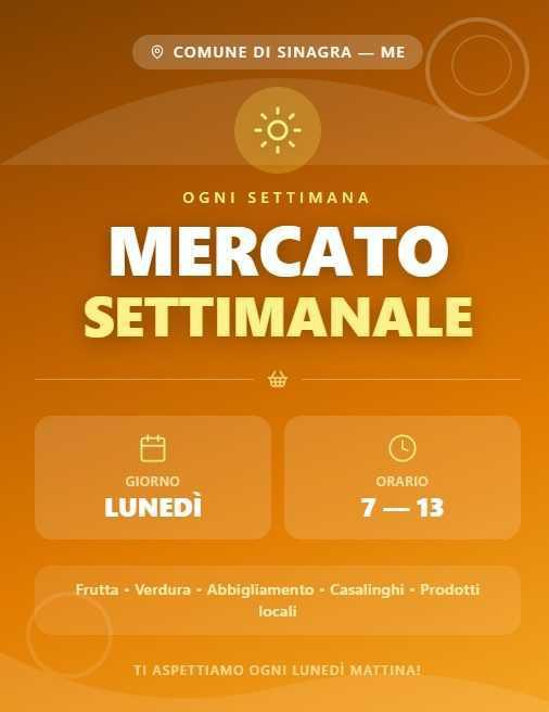 Mercato Settimanale (dalle ore 07.00 alle ore 13.00)