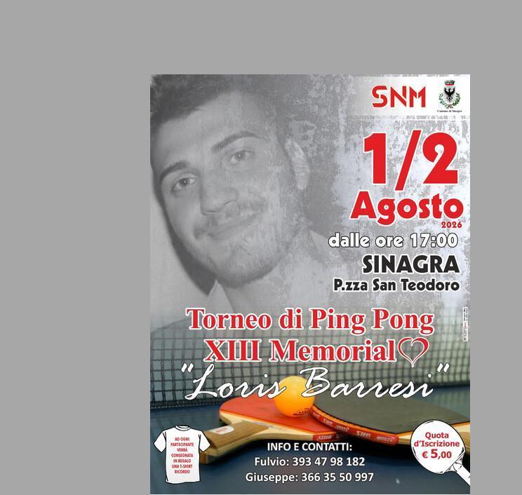 Memorial Loris Barresi - Torneo ping-pong (dalle ore 16.00)