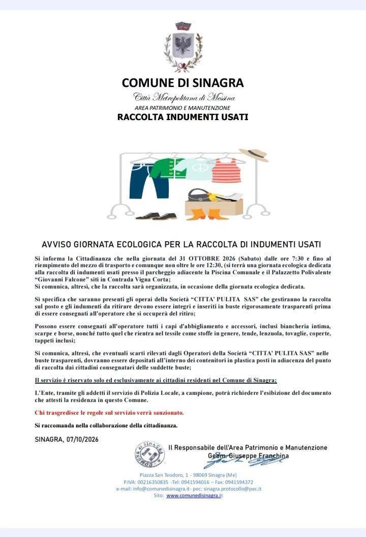 Raccolta Indumenti Usati (Inizio ore 7.30)