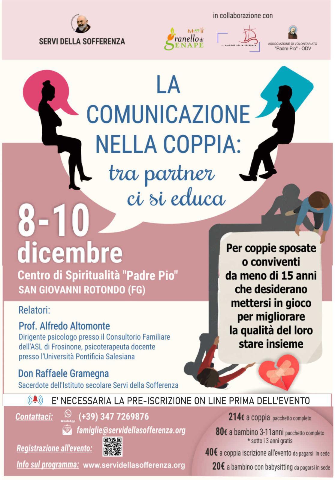 8-10 Dicembre incontro per giovani coppie a San Giovanni Rotondo