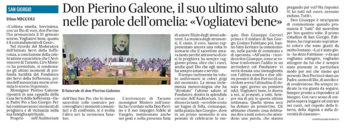 Rassegna stampa: notizie dal mondo per la scomparsa del Padre e le celebrazioni in suffragio e memoria