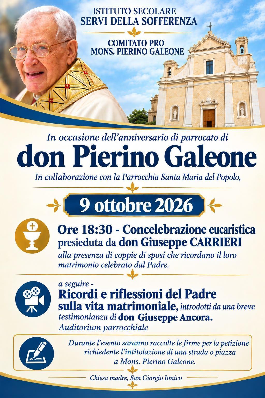 Anniversario di parrocato di don Pierino Galeone