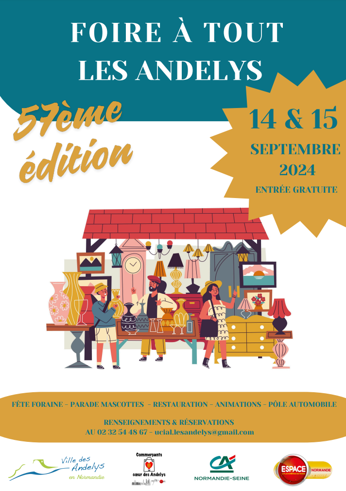 Foire à tout des Andelys, les 14 et 15 Septembre, avec Espace !