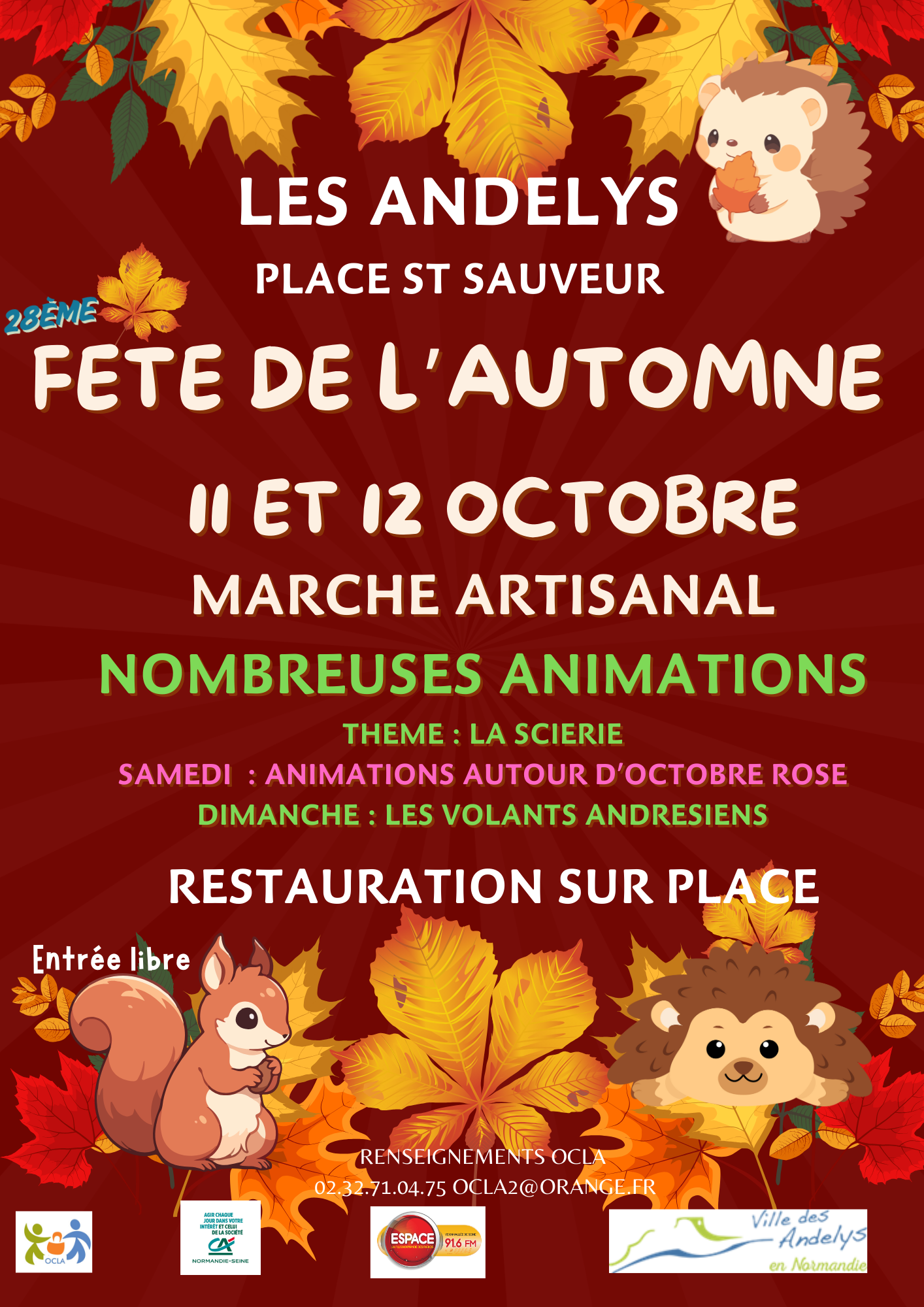 Fête de l'Automne, avec l'OCLA & Espace, aux Andelys, les 11 & 12 Octobre 2025 !