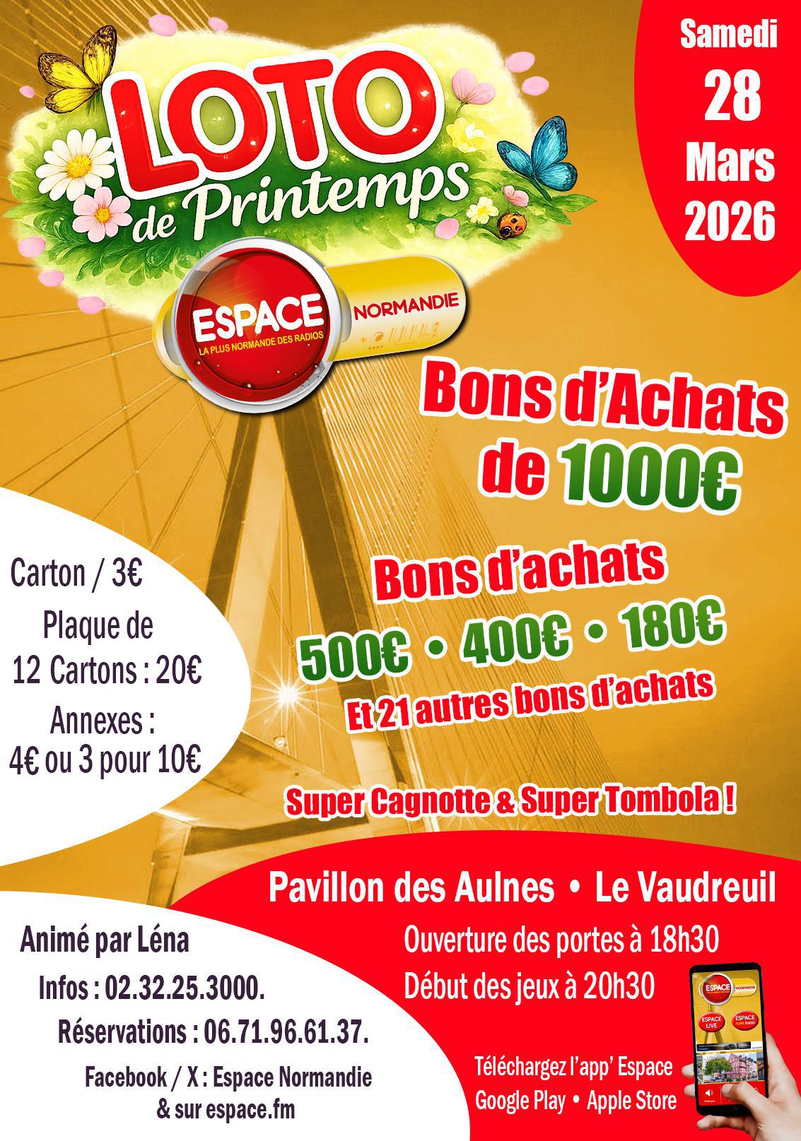 Loto de Printemps Espace, Samedi 28 Mars 2026 au Vaudreuil !