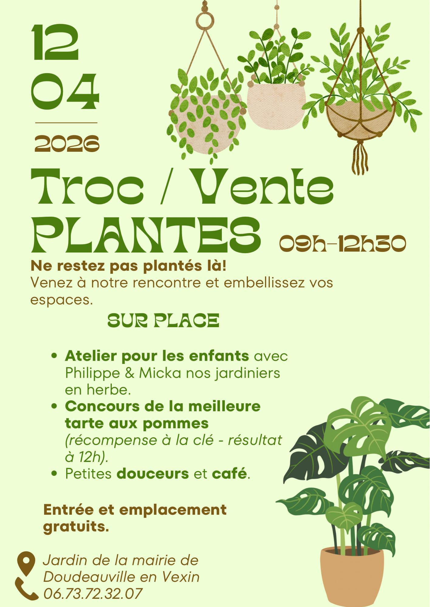 Troc / Vente Plantes à Doudeauville-en-Vexin, Dimanche 12 Avril 2026 !