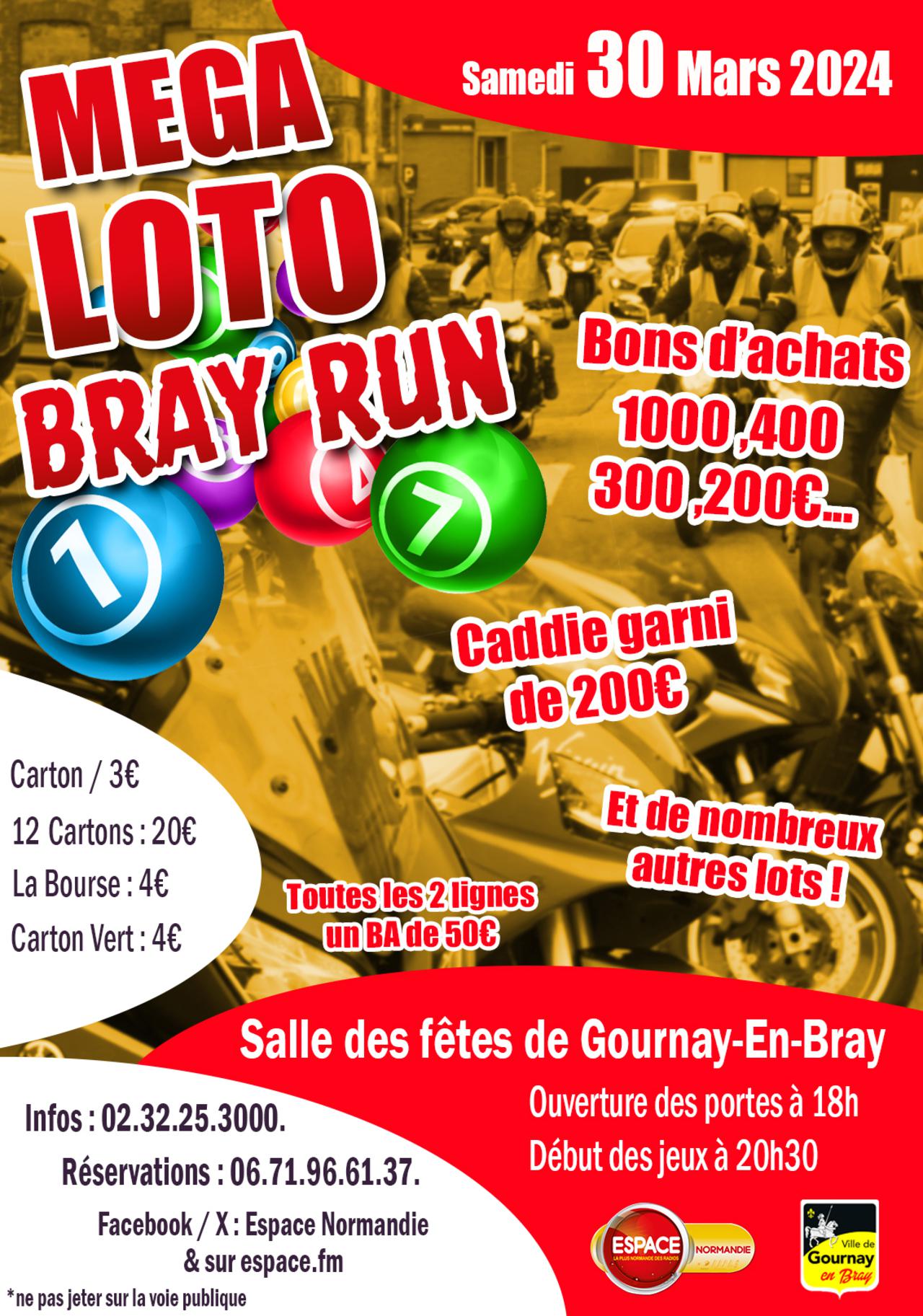Méga Loto Bray Run, Samedi 30 Mars à Gournay-En-Bray, avec Espace !