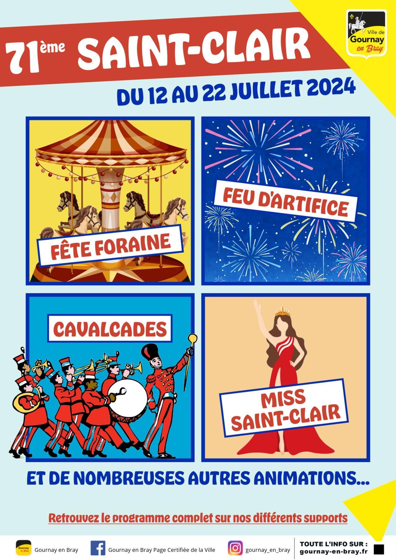 Saint Clair 2024, à Gournay-En-Bray, du 12 au 22 Juillet prochain, avec Espace !