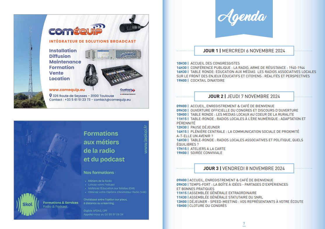 Programme Congrès SNRL - Agenda