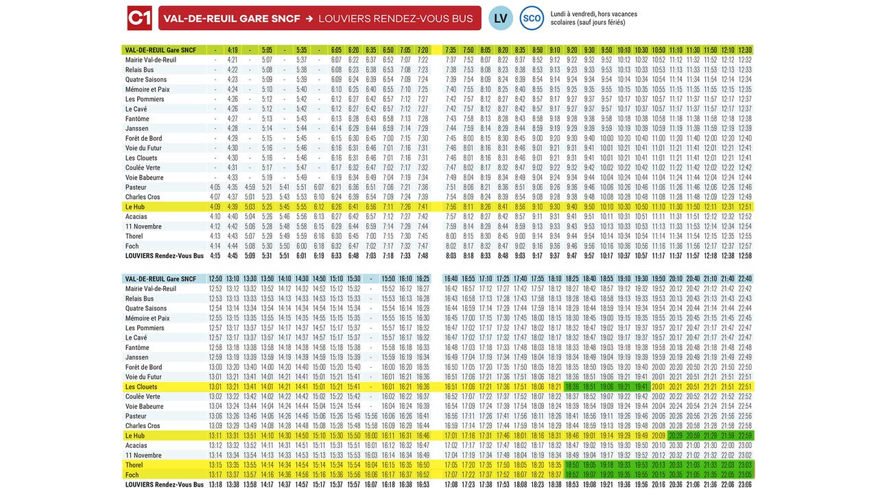 SEMO Bus • Horaires