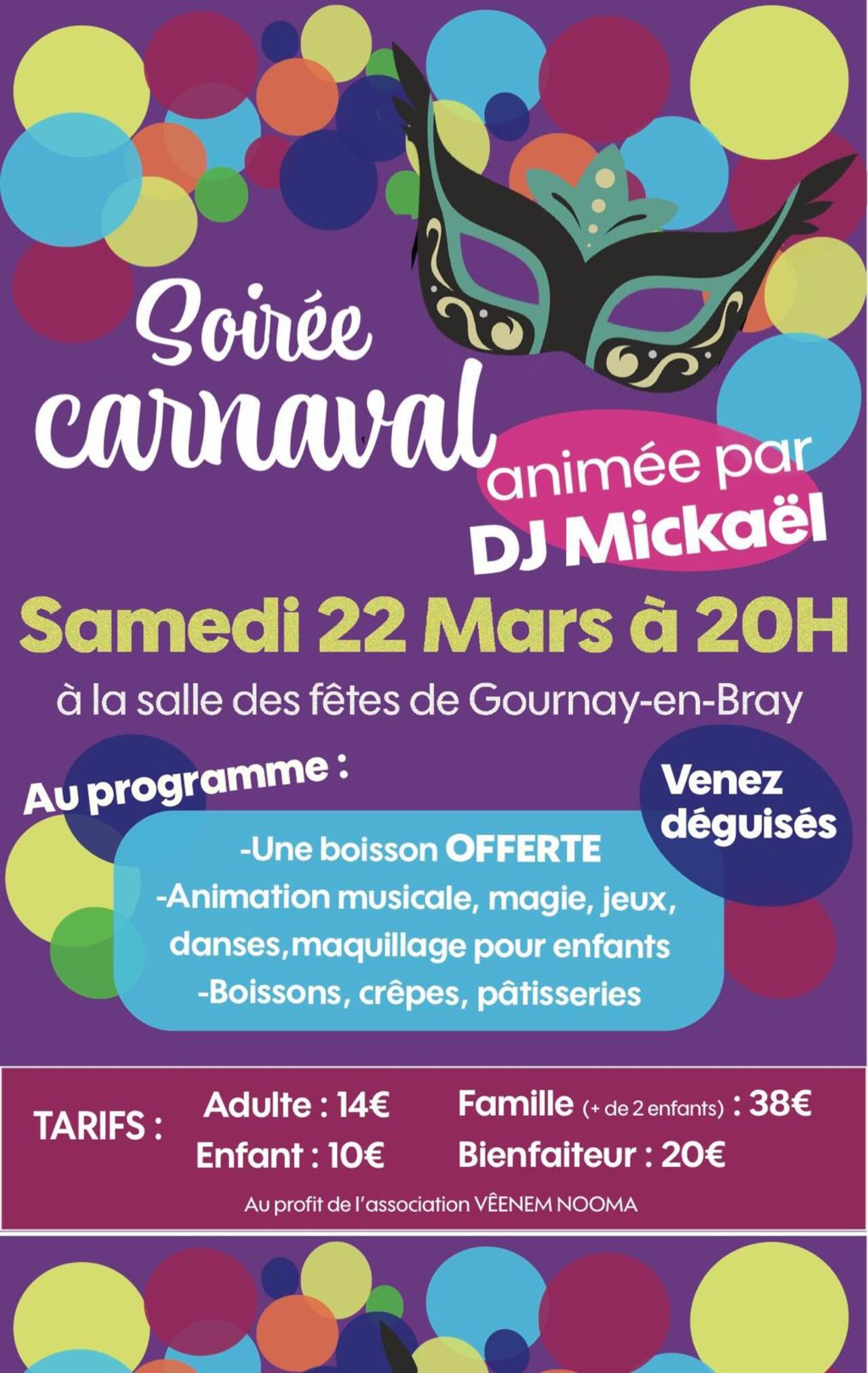 Soirée Carnaval, Samedi 22 Mars 2025, à Gournay-en-Bray !