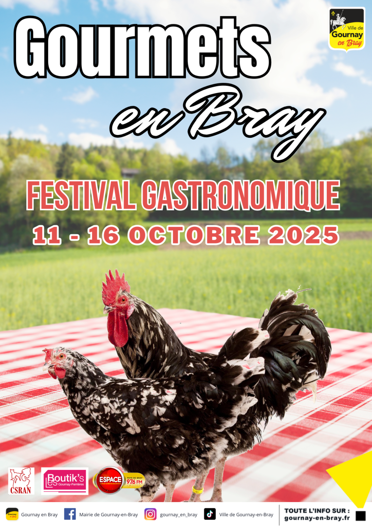 Gourmets en Bray 2025, du 11 au 16 Octobre à Gournay-en-Bray, avec Espace !