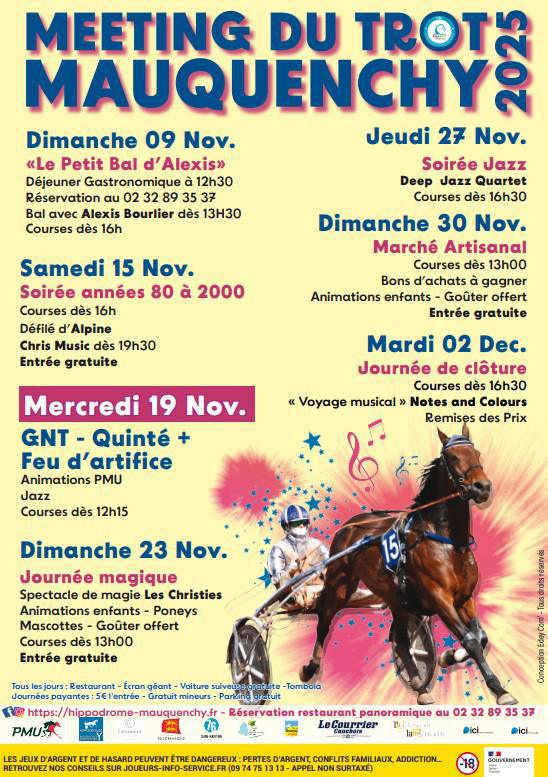 Meeting du Trot 2025, du 9 Nov. au 2 Déc. à Mauquenchy !