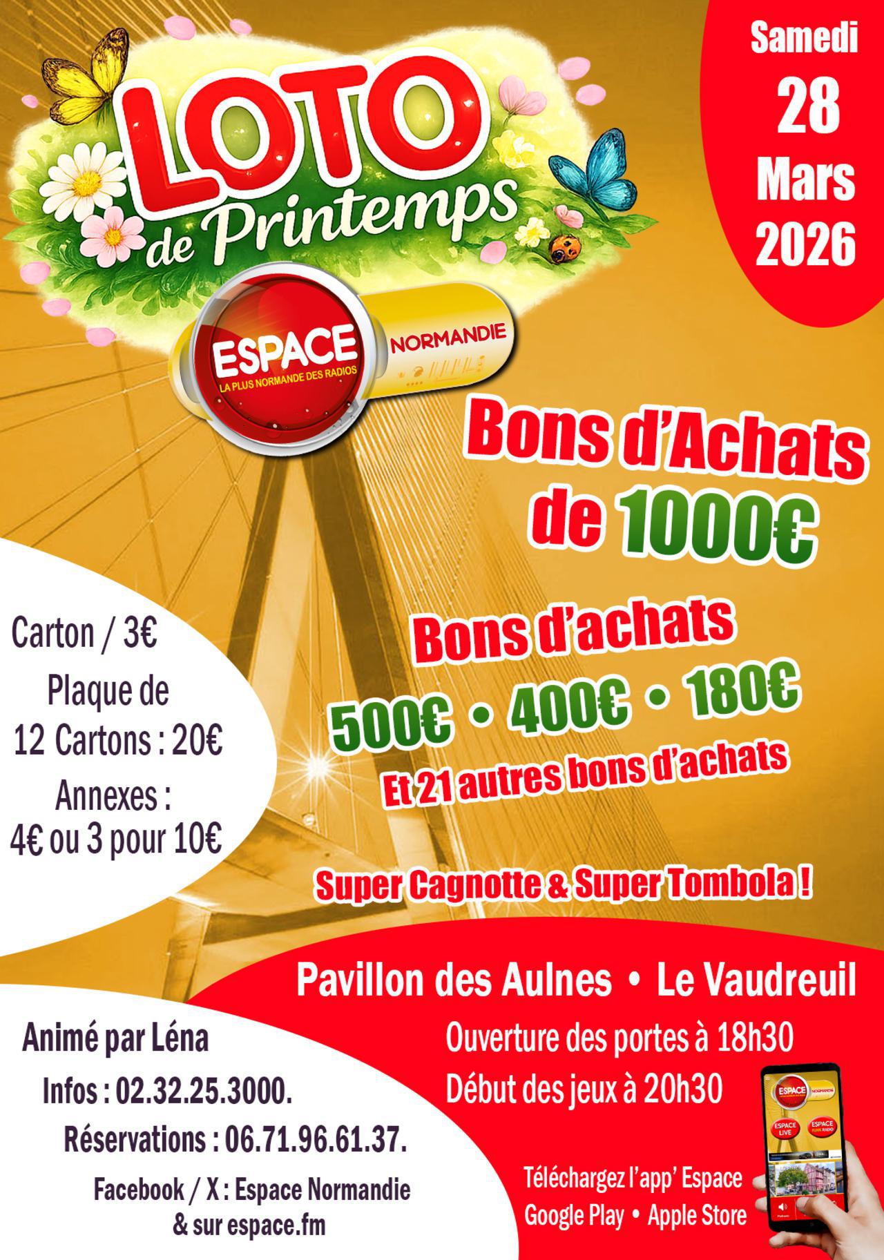 Loto de Printemps Espace, Samedi 28 Mars 2026 au Vaudreuil !