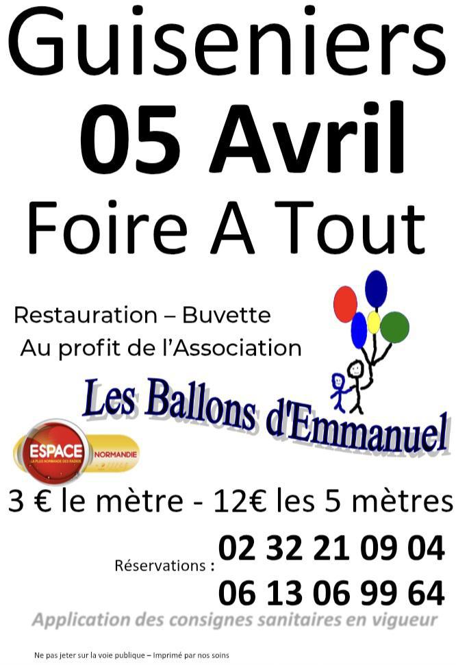 Foire à tout à Guiseniers, Dimanche 5 Avril, avec Espace !