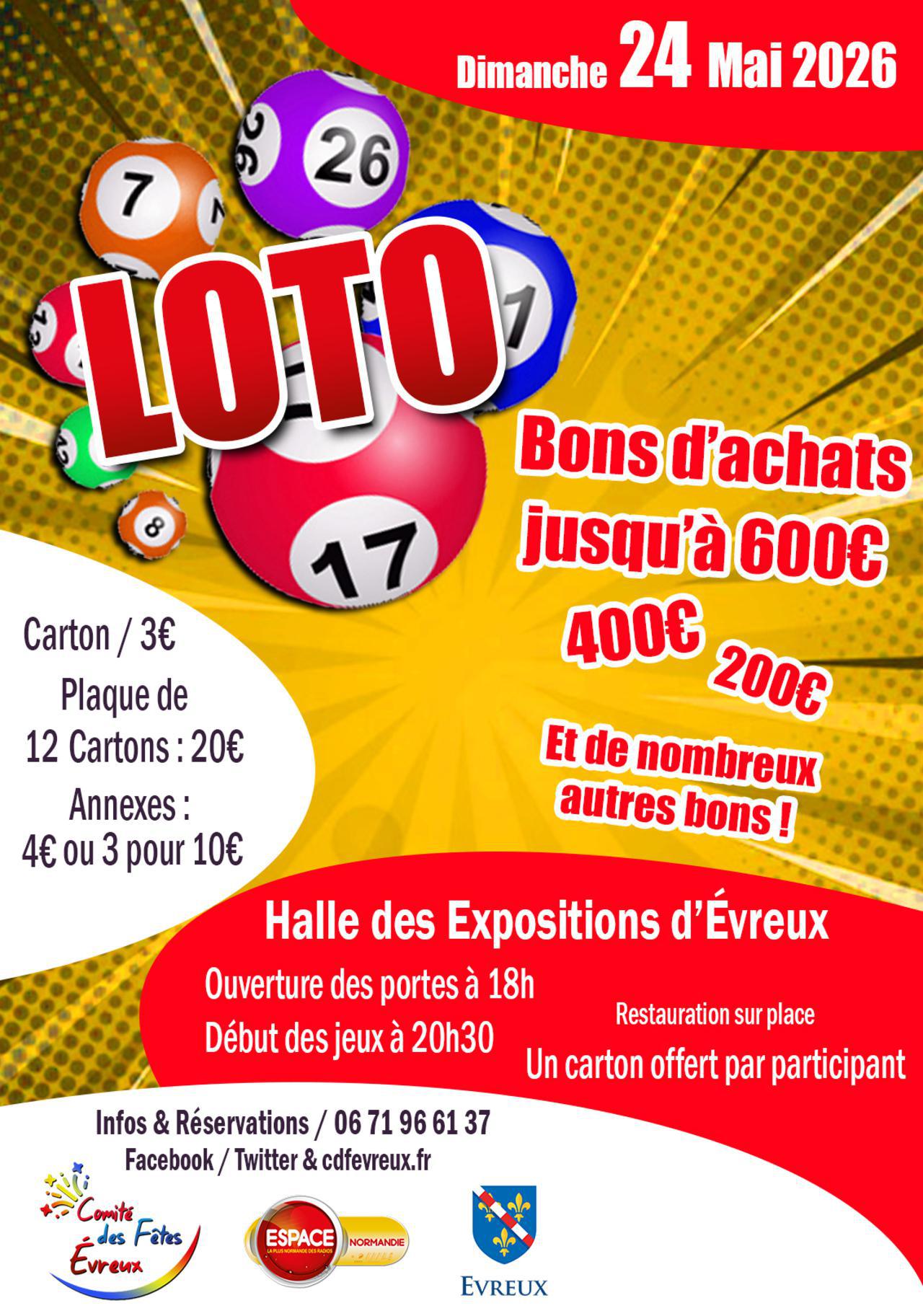 Loto de Printemps du CDF Évreux, Dimanche 24 Mai 2026 !