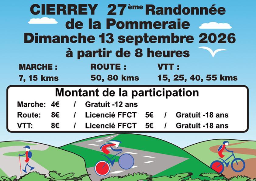 27ème Randonnée de la Pommeraie, Dimanche 13 Septembre 2026, à Cierrey !