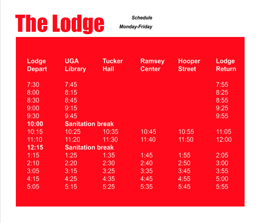 The Lodge Schedule