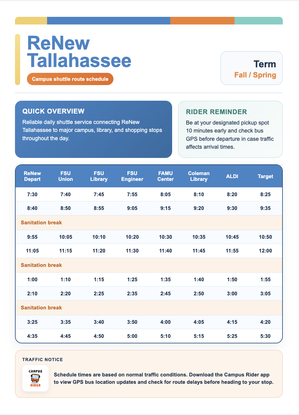Renew New Schedule 