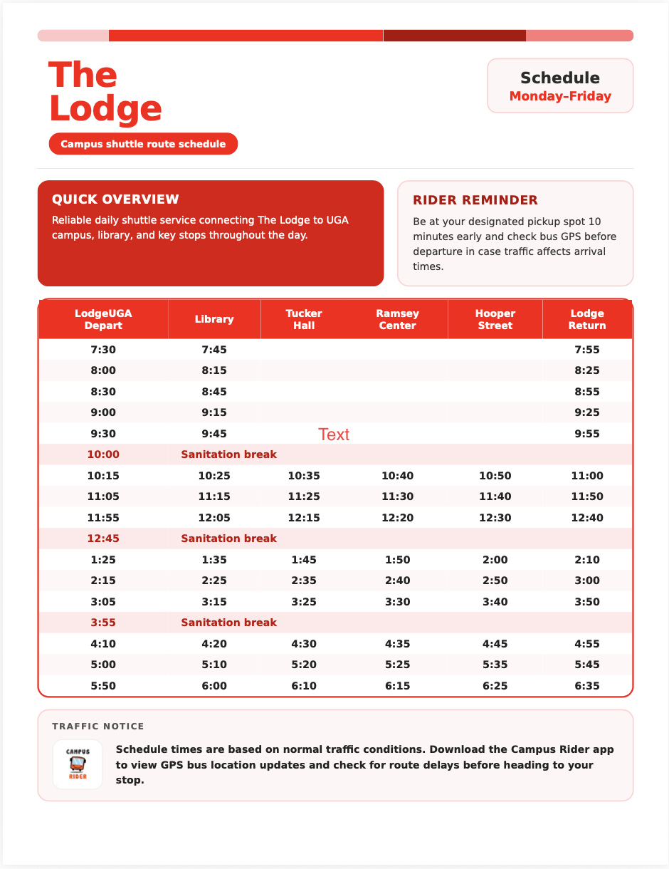 The Lodge Schedule 2026