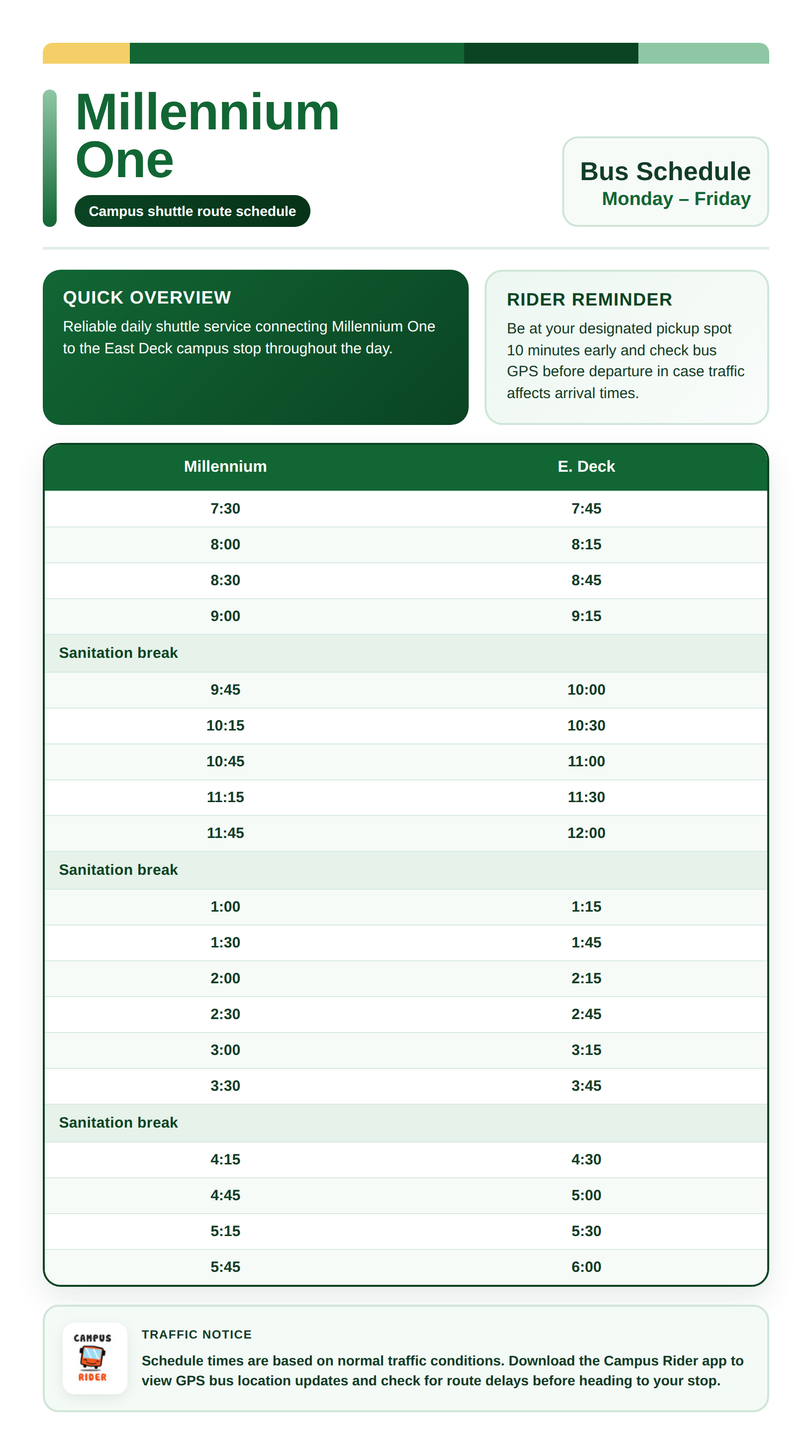 Millennium-One-Shuttle-Schedule