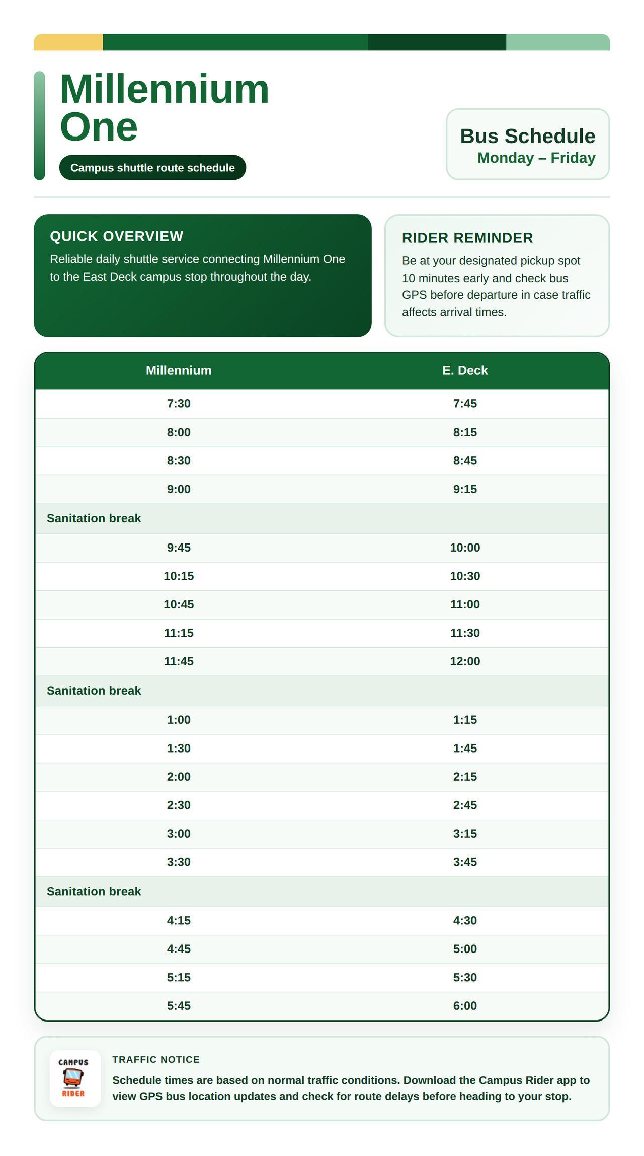 Millennium-One-Shuttle-Schedule