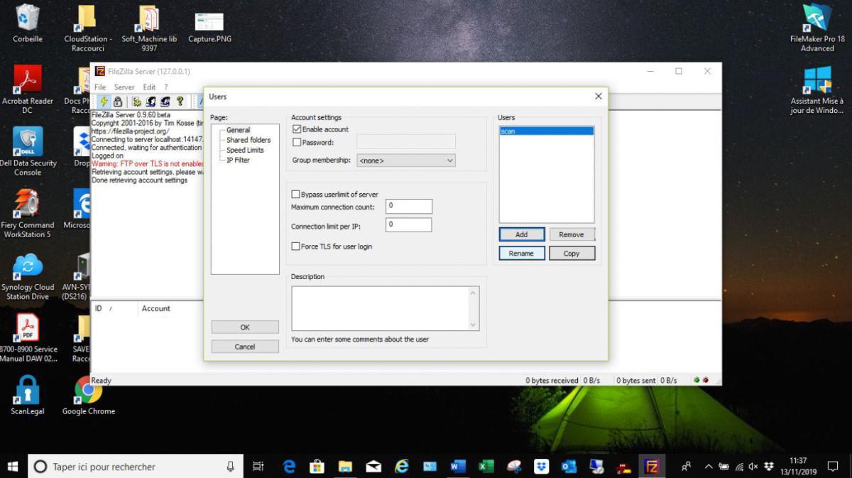 Scan FTP Filezilla Server Windows 10