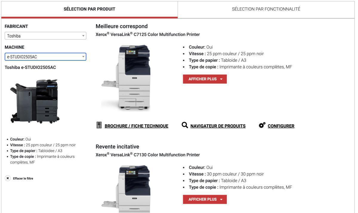 Xerox - Sélecteur de produits