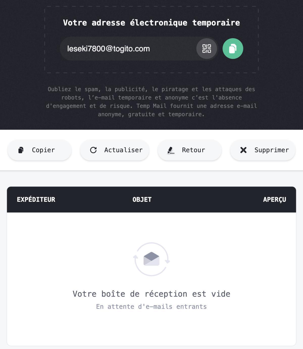 Email temporaire