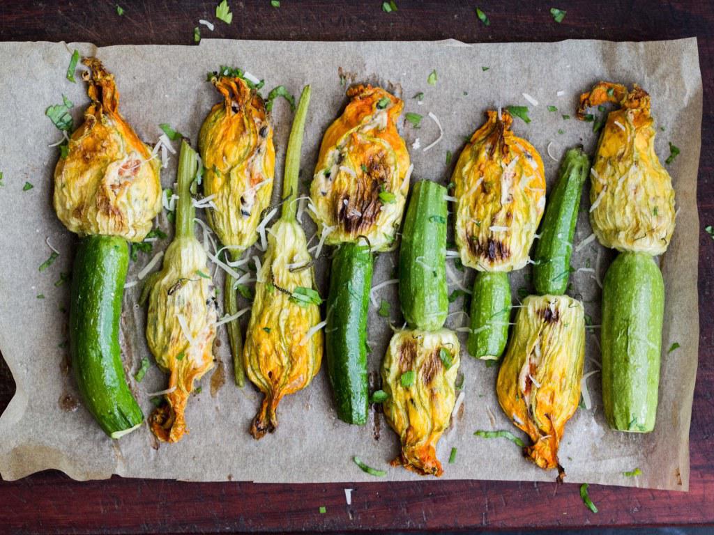 Recette des fleurs de courgette rôties