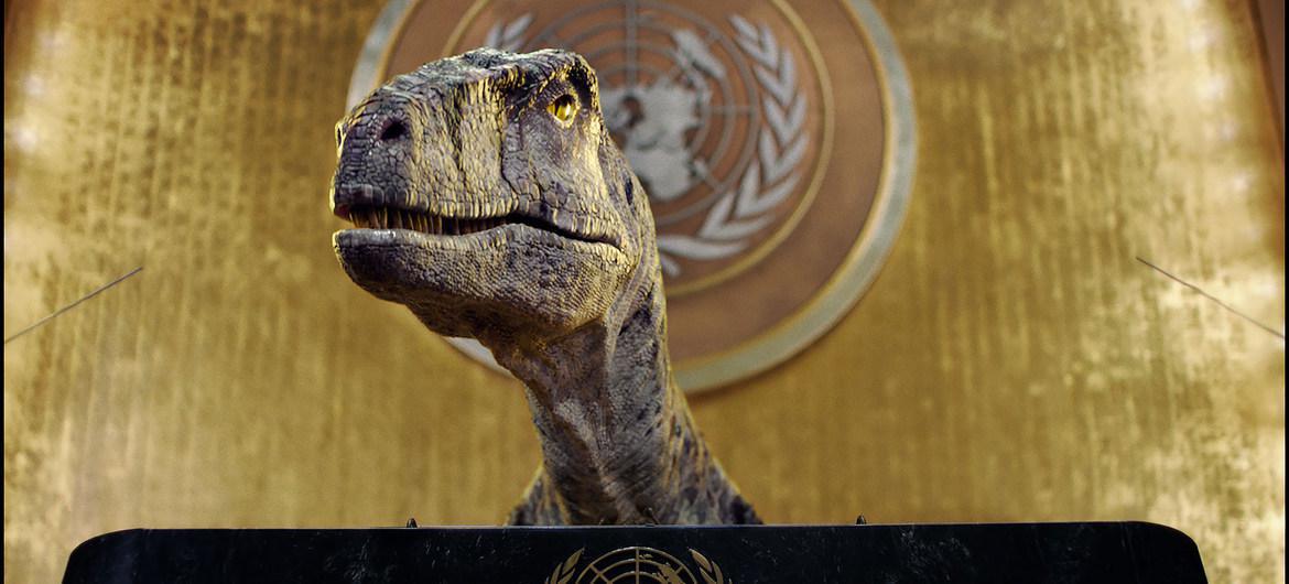 Un dinosaure à l’ONU : Non à l’extinction