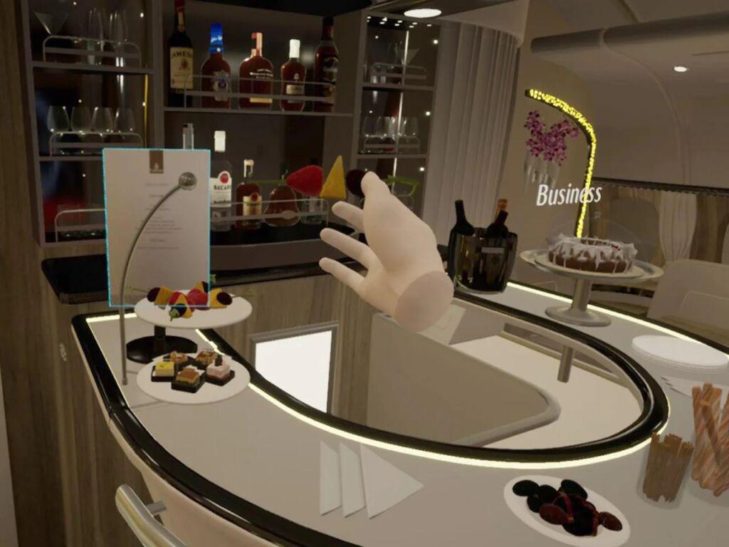Visite du bar en business classe de l’A380 d’Emirates.