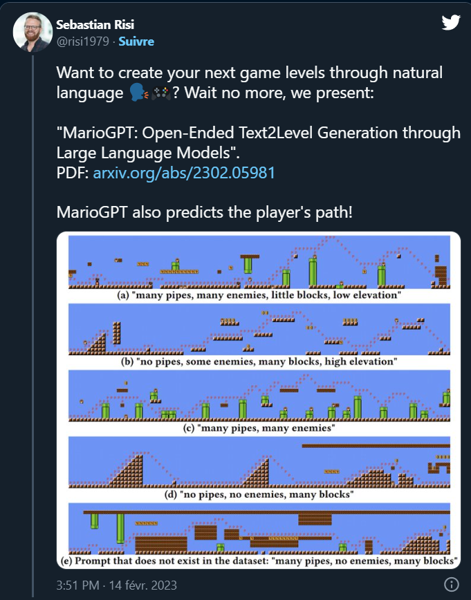 MarioGPT, l’intelligence artificielle qui génère des niveaux de Super Mario à l’infini