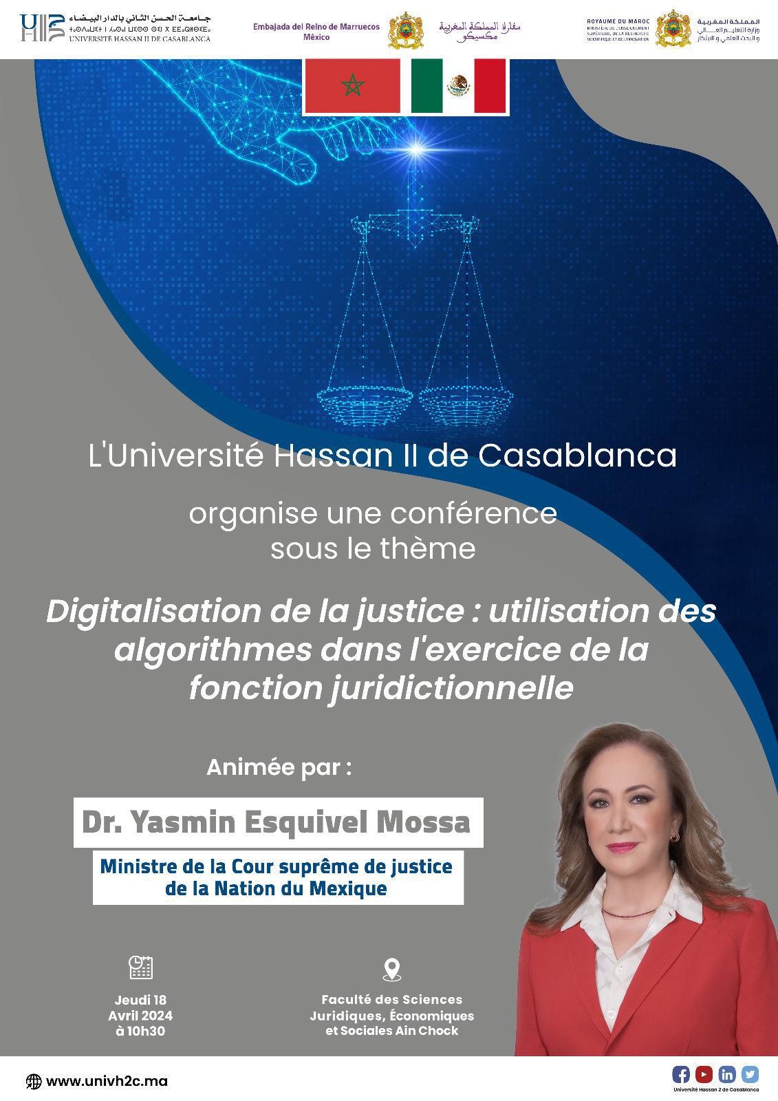 Conférence : Digitalisation de la justice par l'utilisation des algorithmes dans l'exercice de la fonction juridictionnelle 