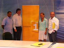 De gauche à droite: Jean-Michel Fontaine, Responsable Radio Polynésie 1ère, Gilles Cozanet, Directeur de Polynésie 1ère, Valérie Patole, Directrice d'antenne, et Olivier Gelin, Redacteur en chef