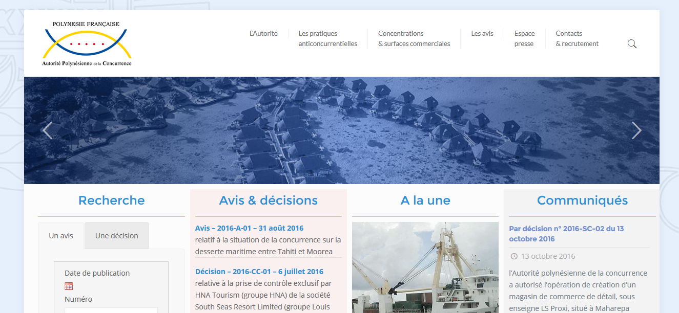 L’Autorité polynésienne de la concurrence a son site internet