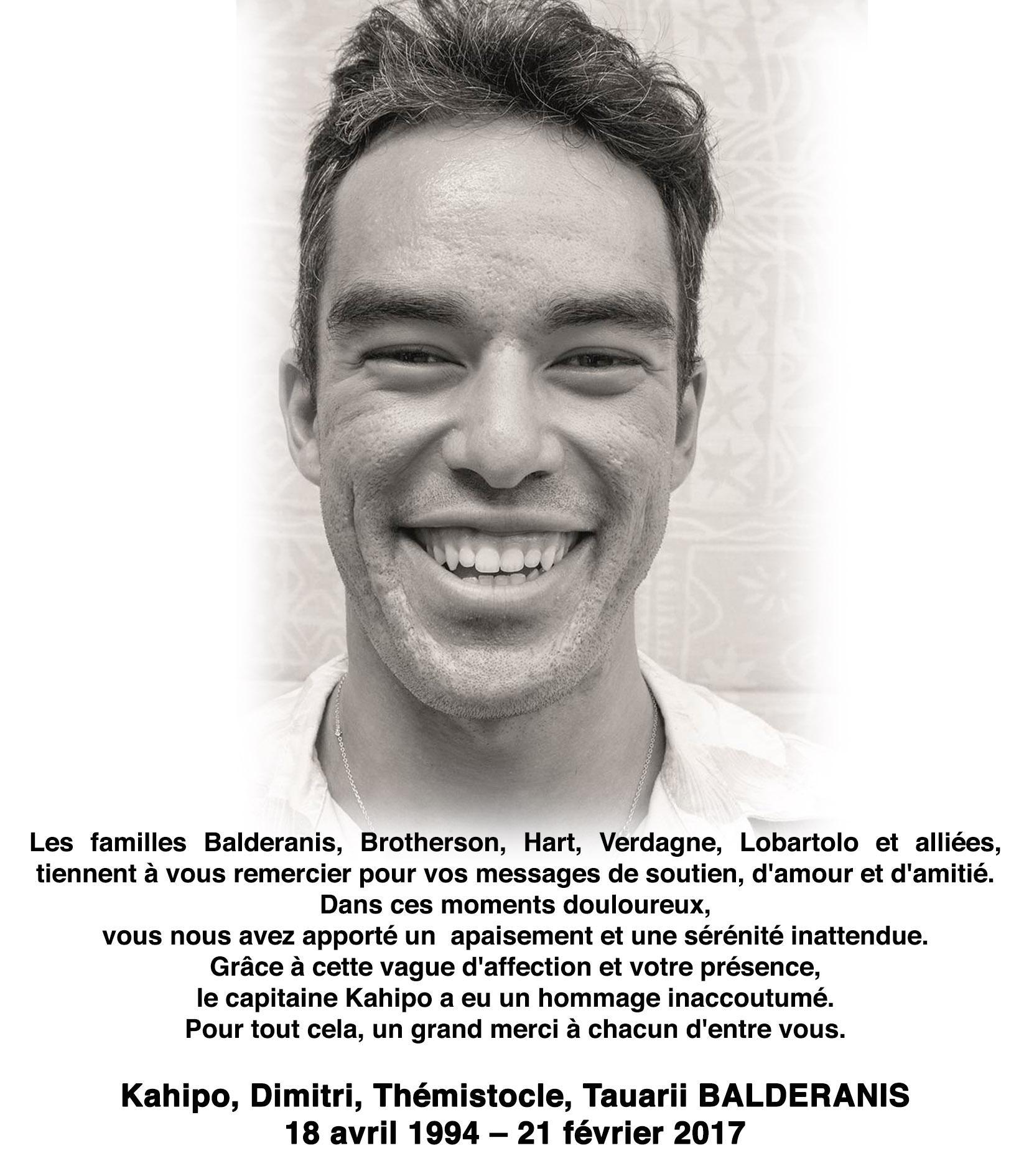 Avis de remerciements Famille Balderanis