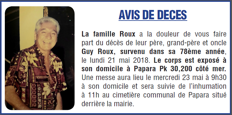 Décès de Monsieur Guy ROUX
