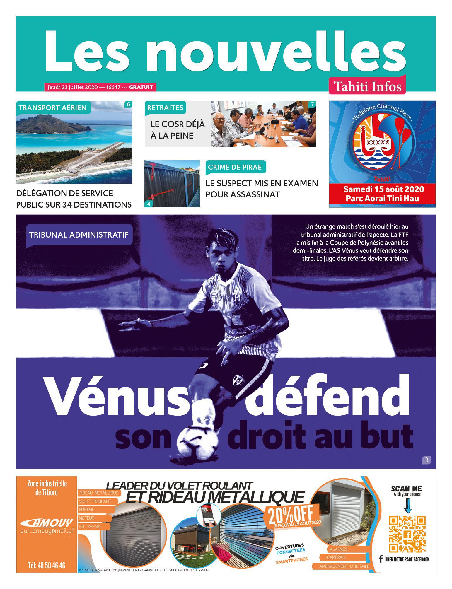 Cliquez sur la Une pour lire le journal