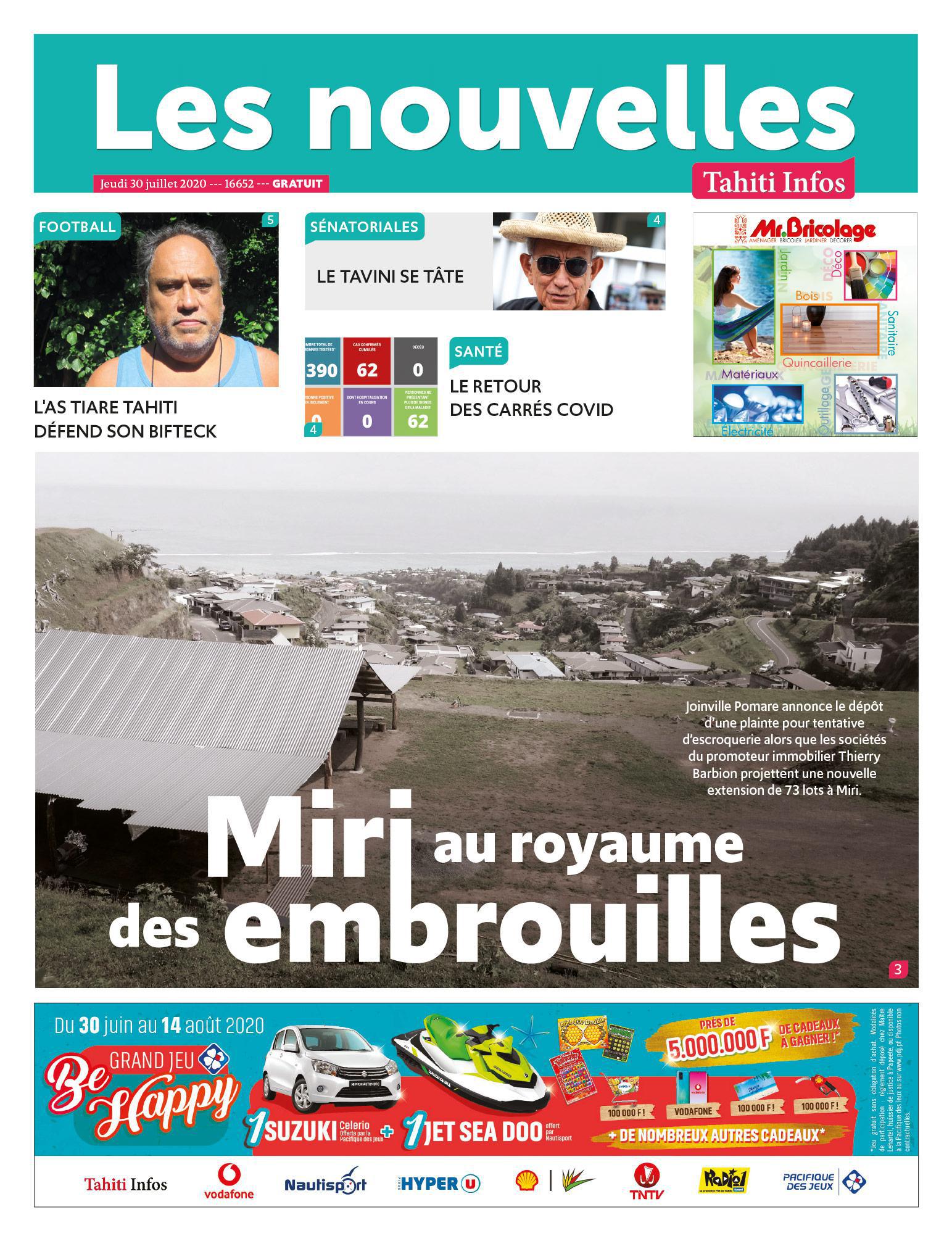 Cliquez sur la Une pour lire le journal