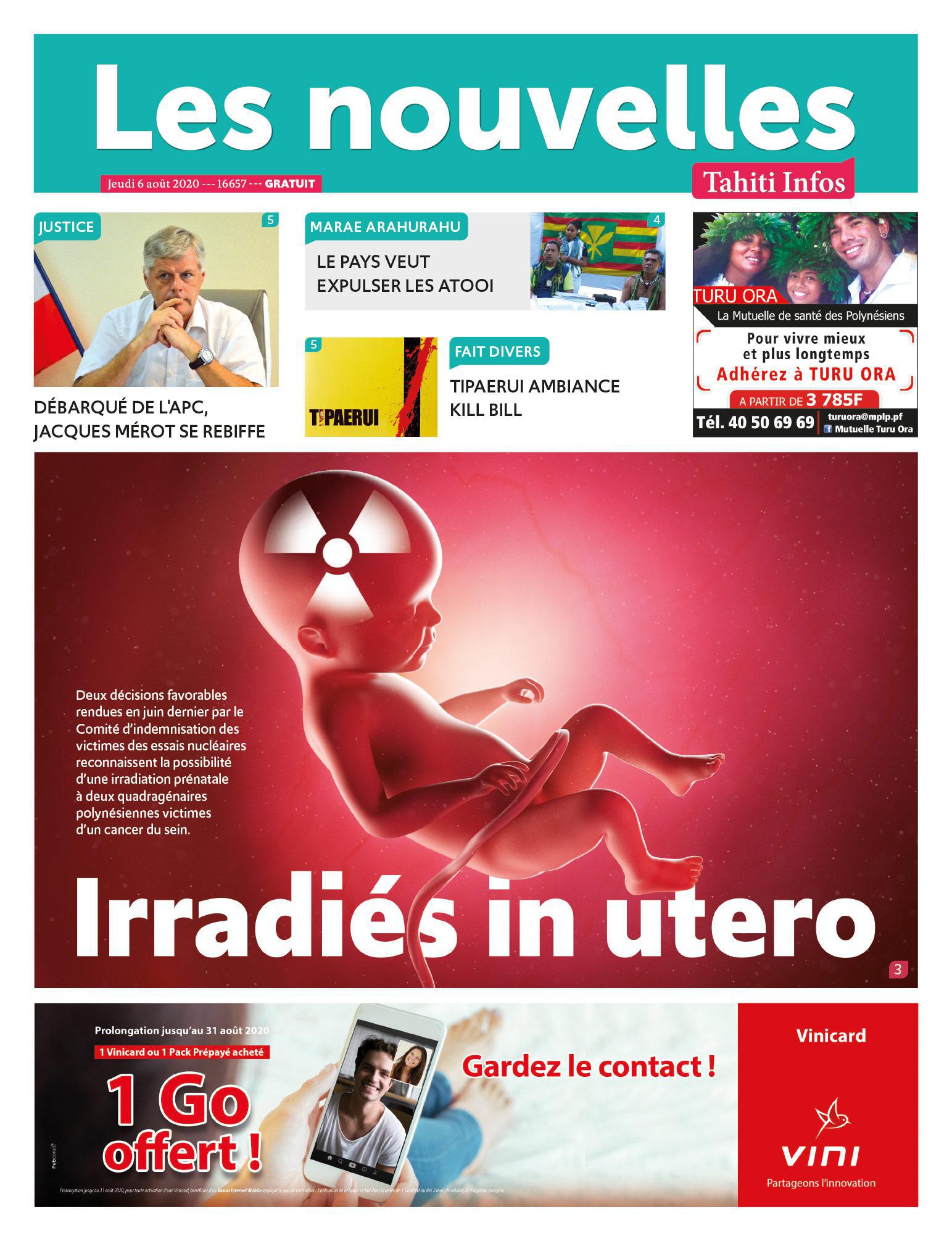 Cliquez sur la Une pour lire le journal
